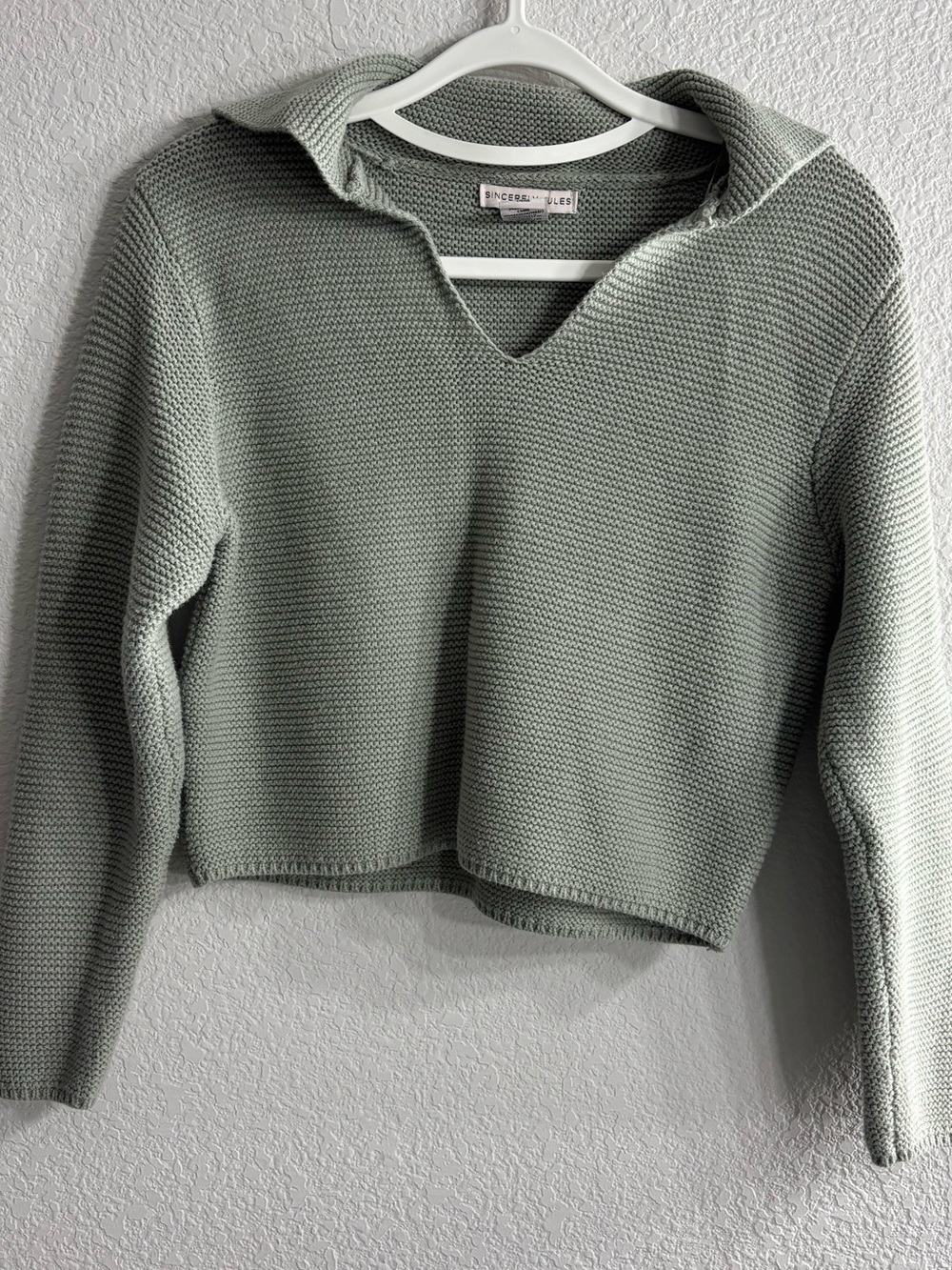 Sincerely Jules Sage Green Cropped knit sweater Woman Size Small S